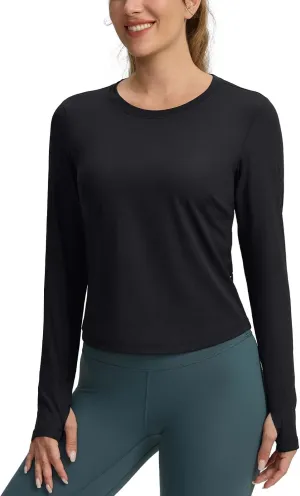 Long Sleeve Workout Tops for Women Lightweight Running Shirts Quick Dry Athletic Shirts Active Exercise