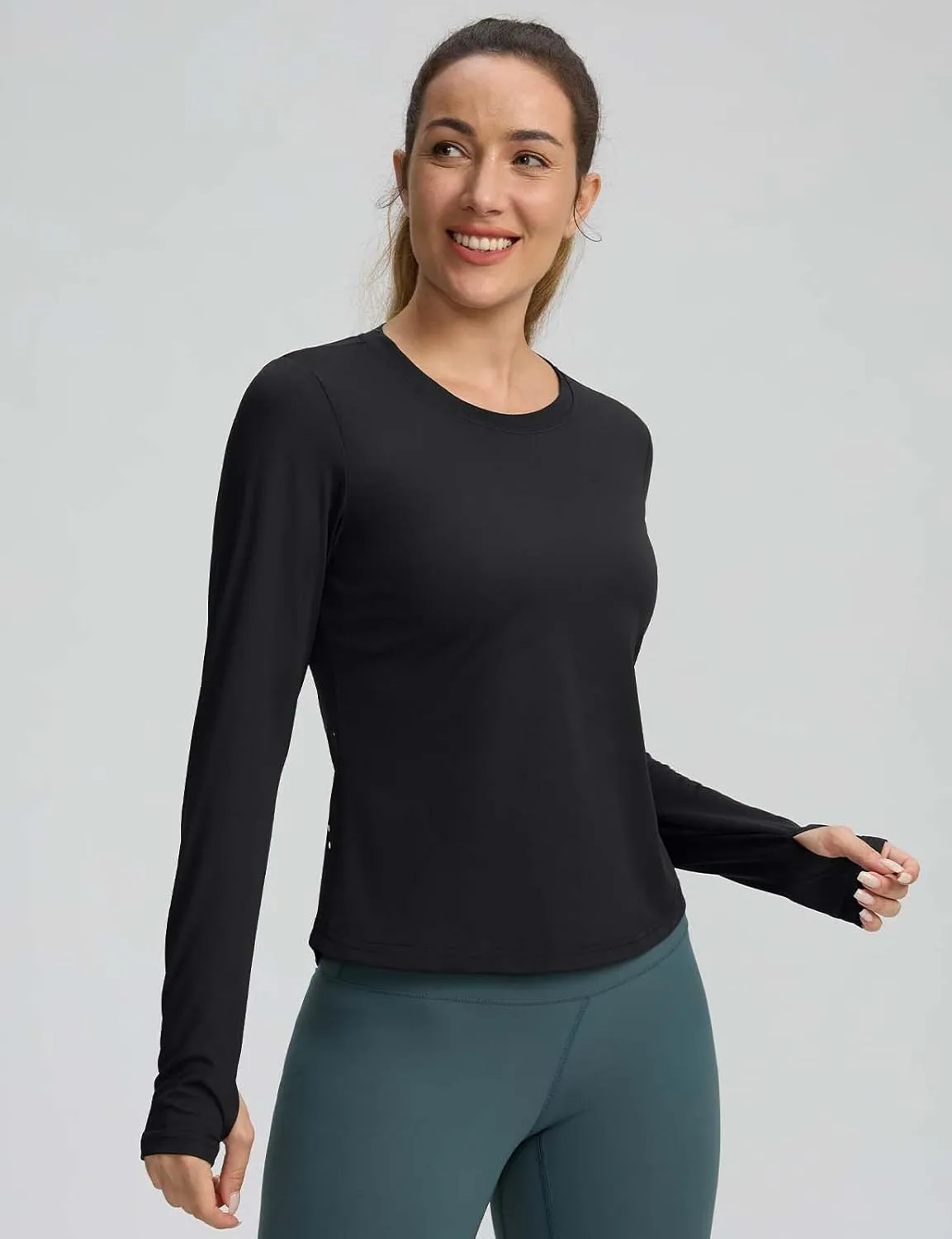Long Sleeve Workout Tops for Women Lightweight Running Shirts Quick Dry Athletic Shirts Active Exercise