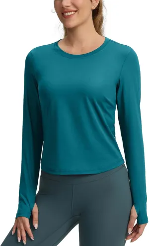 Long Sleeve Workout Tops for Women Lightweight Running Shirts Quick Dry Athletic Shirts Active Exercise