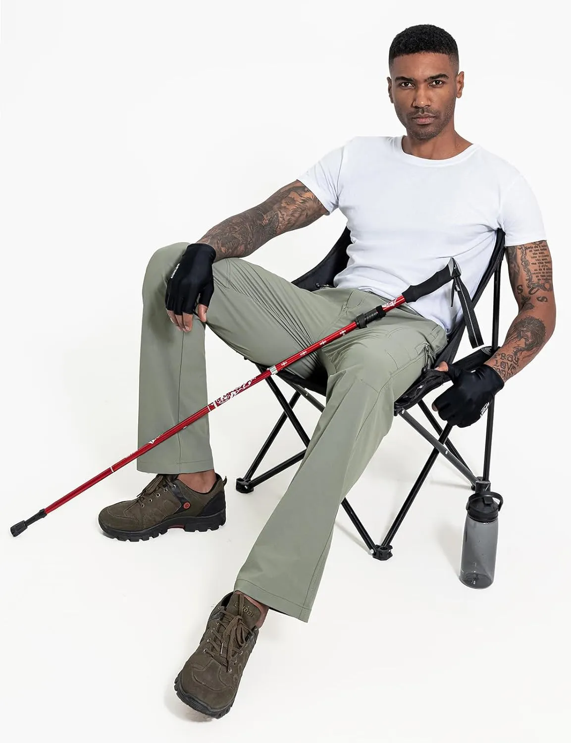LONGBIDA Men's Hiking Pants Quick Dry Lightweight Waterproof Fishing Camping Cargo Work Pants with Belt
