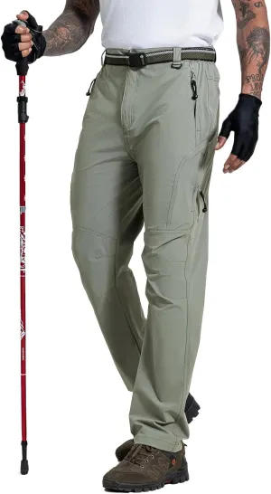 LONGBIDA Men's Hiking Pants Quick Dry Lightweight Waterproof Fishing Camping Cargo Work Pants with Belt