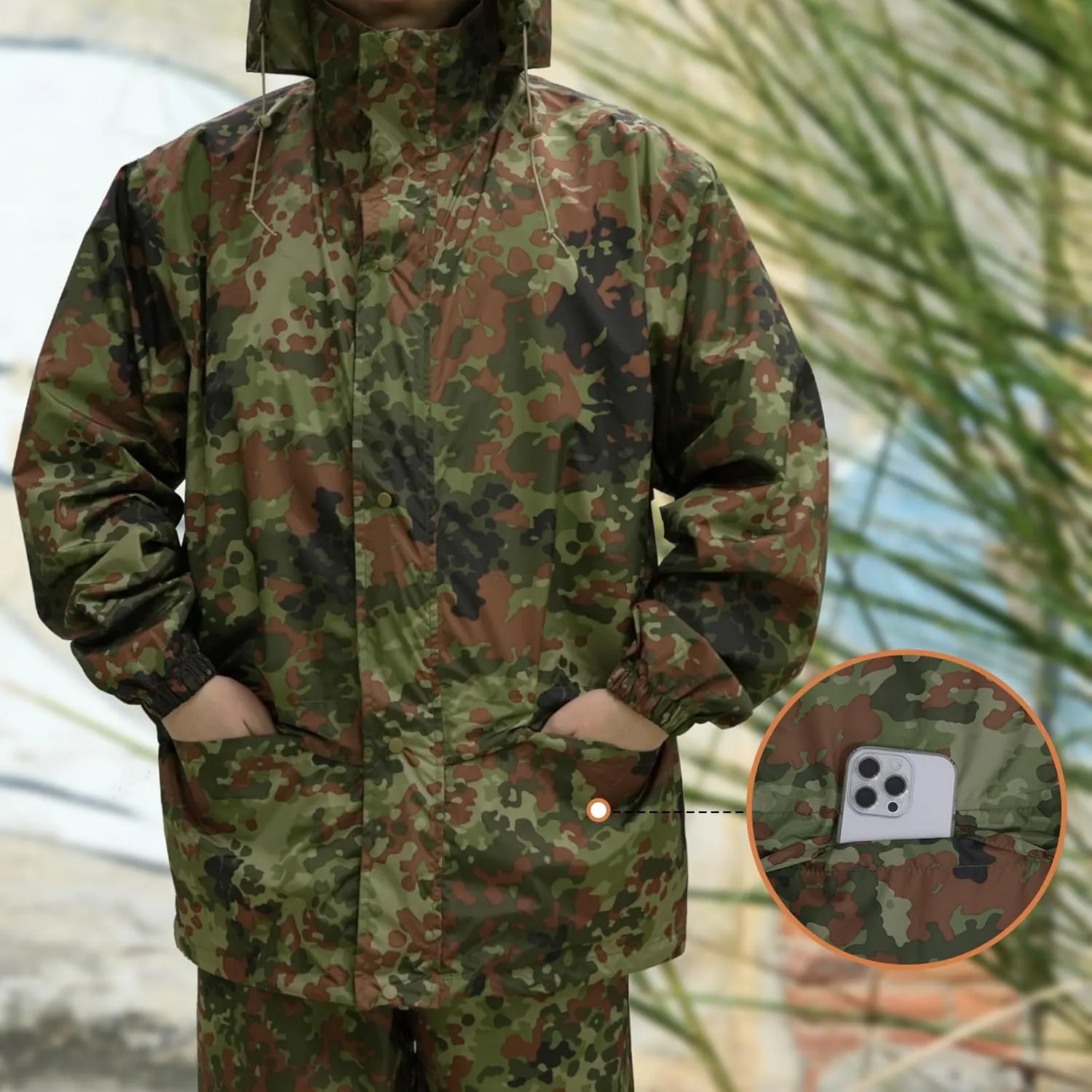 LOOGU Men's Lightweight Waterproof Rain Coat with Breathable Hood