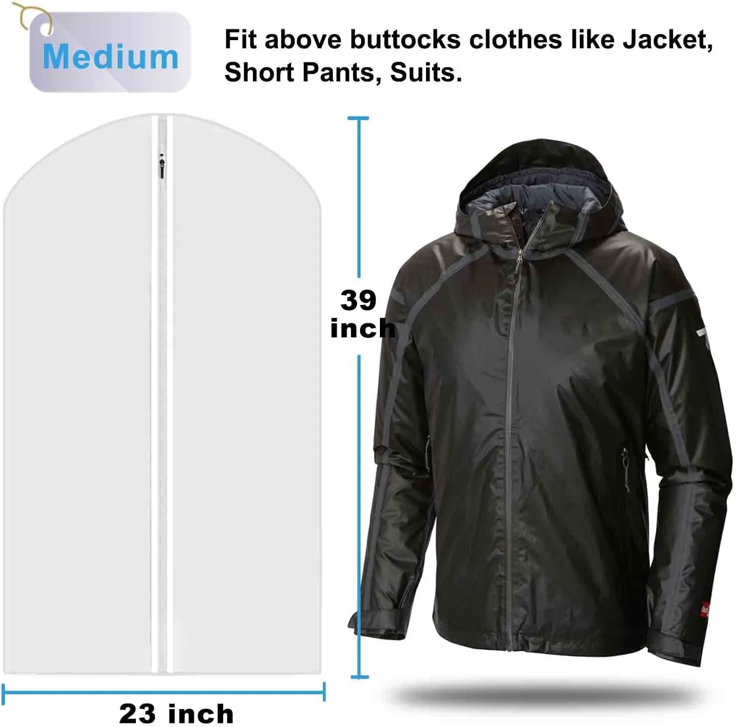 M MOACC Hanging Garment Bag Lightweight Suit Bags Dust-Proof with Zipper for Closet Storage and Travel