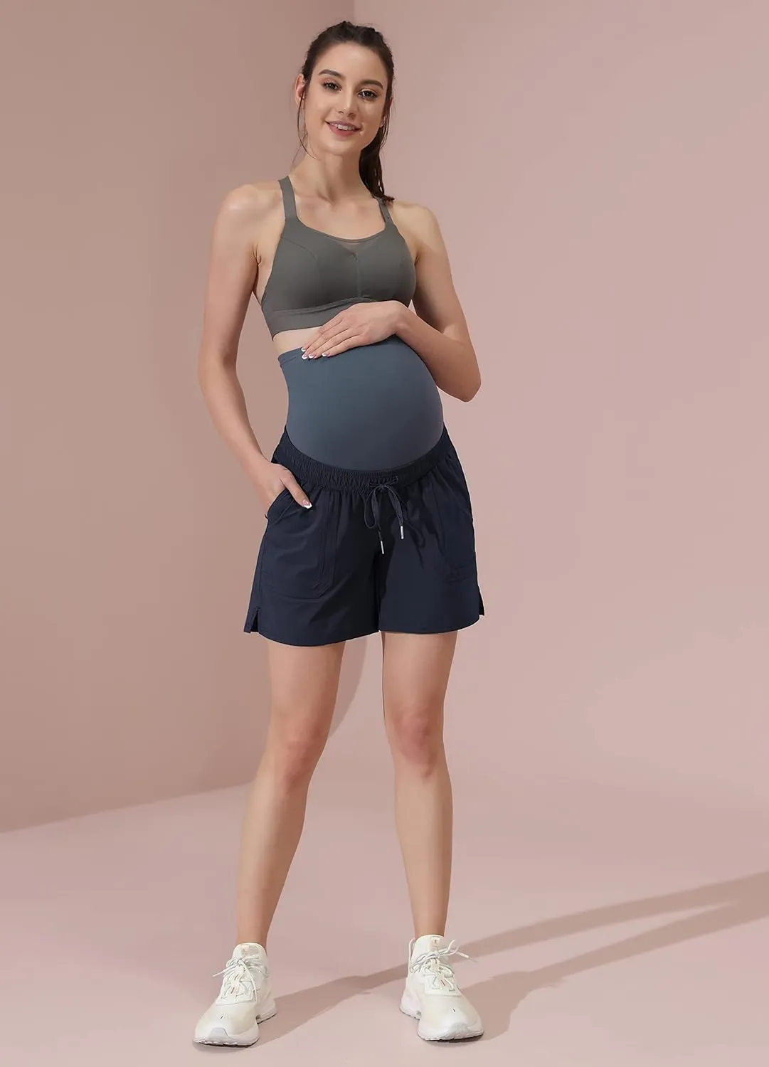 Maacie Maternity Hiking Shorts Quick Dry Waterproof 5" Workout Sports Shorts Outdoor Casual