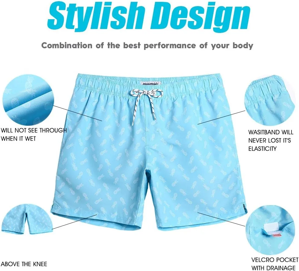 maamgic Mens Slim Fit Swim Shorts Swim Trunks 7 inch Quick Dry Mens Bathing Suits with Mesh Lining