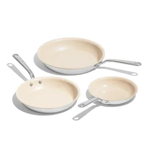 Made In Cookware - 3-Piece (Includes 8"10"12") Nonstick Ceramic Frying Pan Set - 5 Ply Stainless Clad - Professional Cookware - Crafted in USA - Induction Compatible