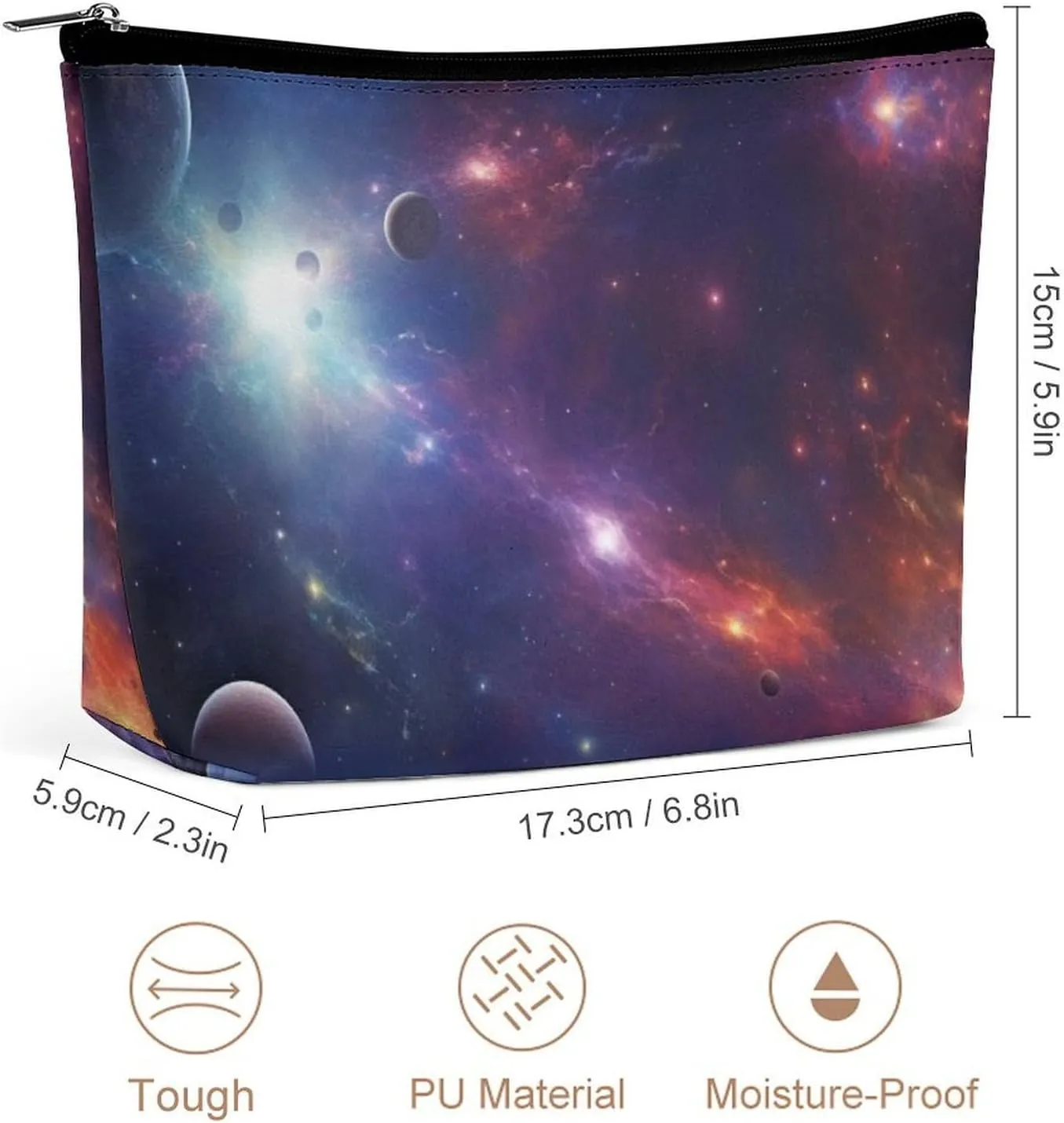 Makeup Bag Travel Cosmetic Bag Portable Cosmic Space Toiletry Bag Large Capacity Zipper Pouch Makeup Organizer Case Waterproof Toiletry Pouch for Women Men