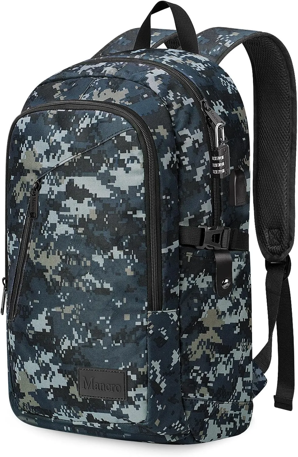 Mancro Camouflage Travel Laptop Backpack, Lightweight Laptop Bag with USB Charging Port and Lock, Anti Theft Camo Daypack for Men Women fit 15.6 Inch Laptop & Computer, Camouflage