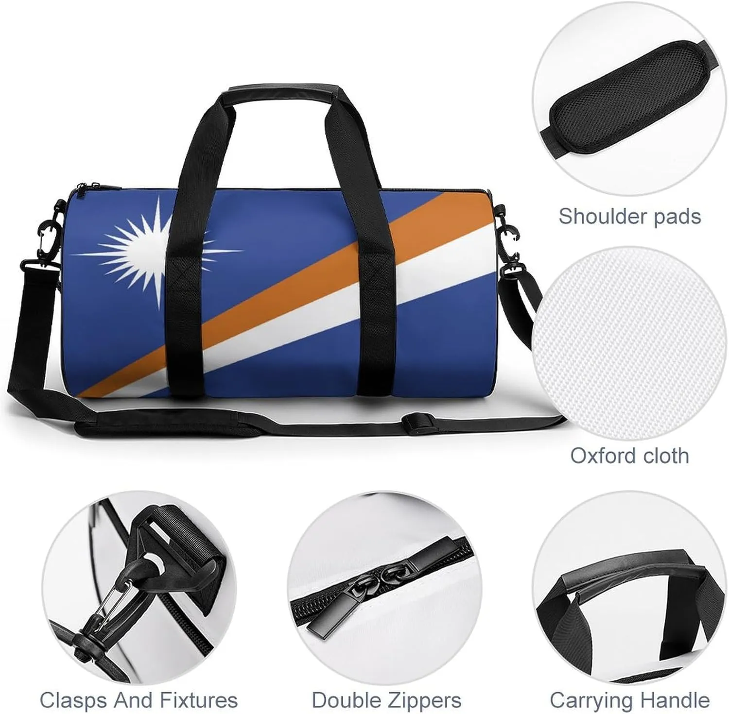 Marshall Lslands Flag Waterproof Sports Duffel Bag Dry Wet Separation for Gym Beach Travel