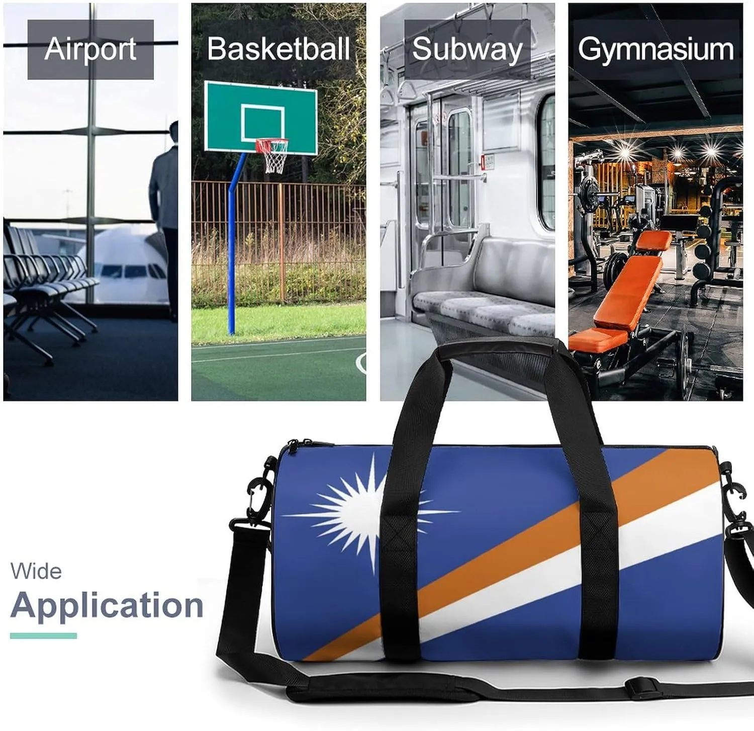 Marshall Lslands Flag Waterproof Sports Duffel Bag Dry Wet Separation for Gym Beach Travel