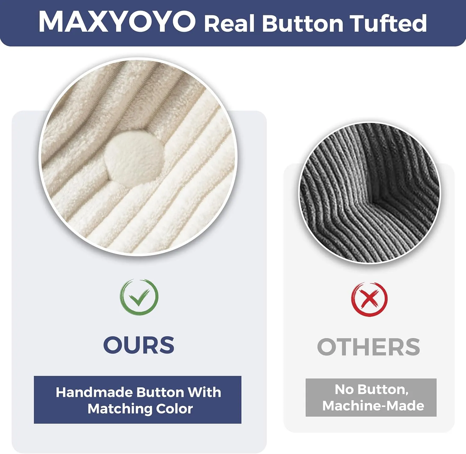 MAXYOYO 8" Futon Mattress Full Size, Ultra Thick Futons Sofa Couch Bed Tufted Sleeper Sofa Bed, Floor Mattress for Adults, Shredded Foam Filling (Frame Not Included), Beige