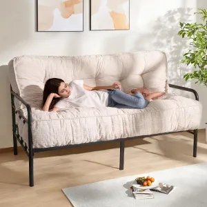 MAXYOYO 8" Futon Mattress Full Size, Ultra Thick Futons Sofa Couch Bed Tufted Sleeper Sofa Bed, Floor Mattress for Adults, Shredded Foam Filling (Frame Not Included), Beige