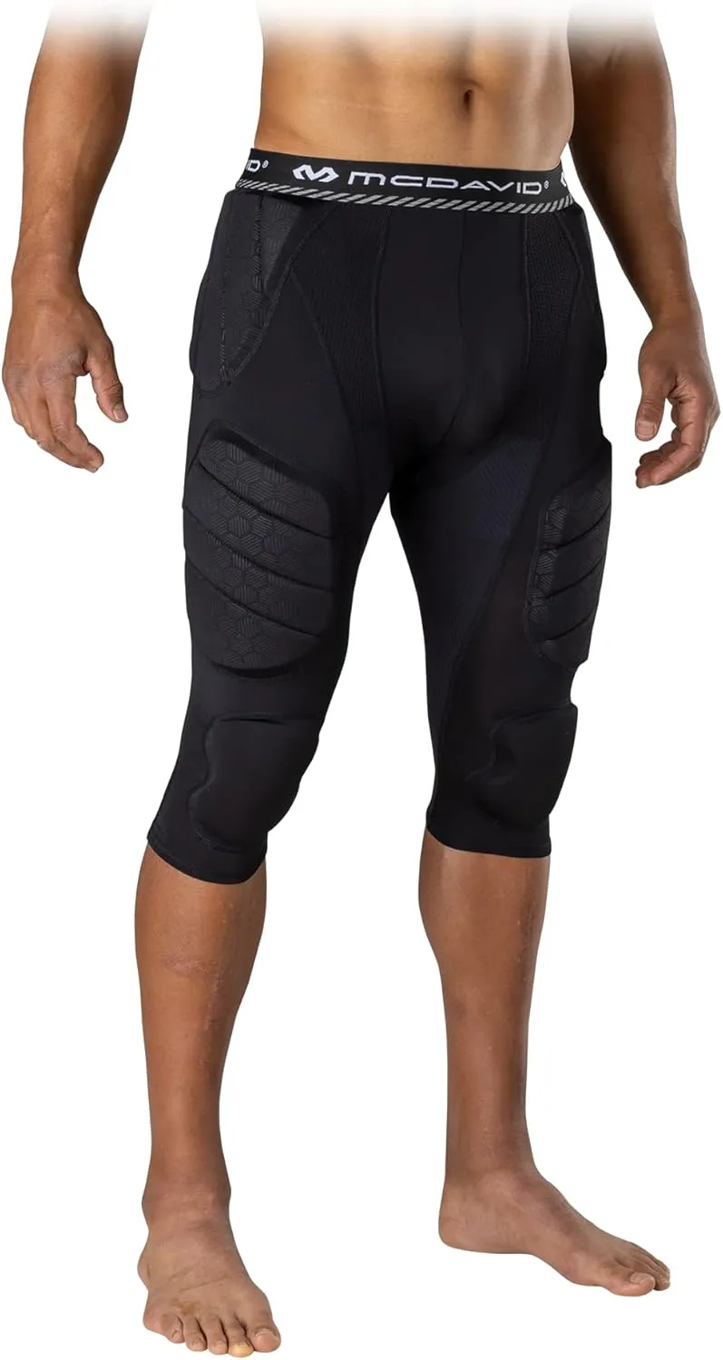 Mcdavid Youth Football Integrated 7 Pad ¾ Compression Tights, Protection for HIPS, Thighs, Tailbone & Knees, Kids