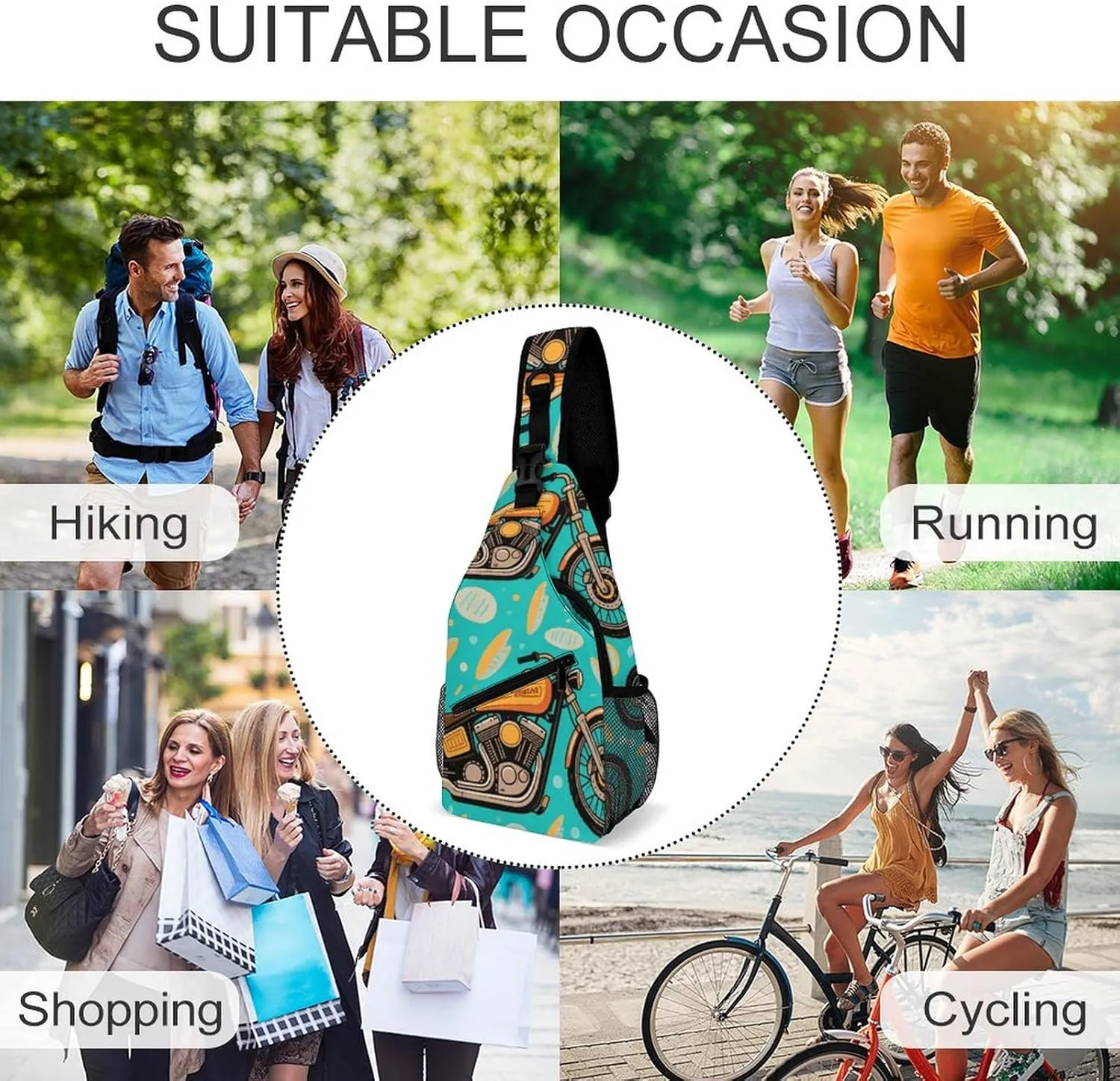 Men & Women Casual Carrying Tote Case Crossbody Travel Bag, Cool Motorcycle Art Sling Backpack Backpacking for Outdoors Running Climbing - Unbalance Tool Backpack