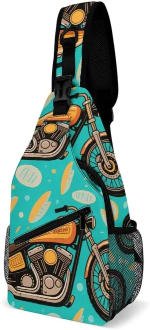 Men & Women Casual Carrying Tote Case Crossbody Travel Bag, Cool Motorcycle Art Sling Backpack Backpacking for Outdoors Running Climbing - Unbalance Tool Backpack
