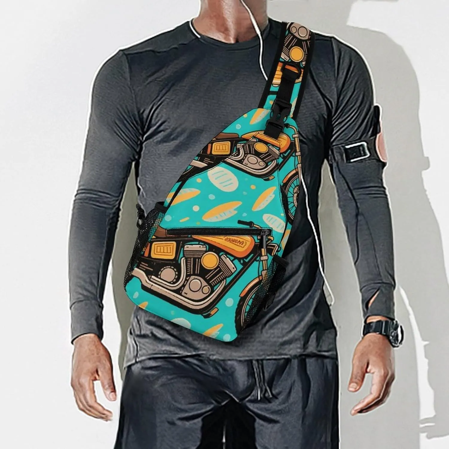 Men & Women Casual Carrying Tote Case Crossbody Travel Bag, Cool Motorcycle Art Sling Backpack Backpacking for Outdoors Running Climbing - Unbalance Tool Backpack
