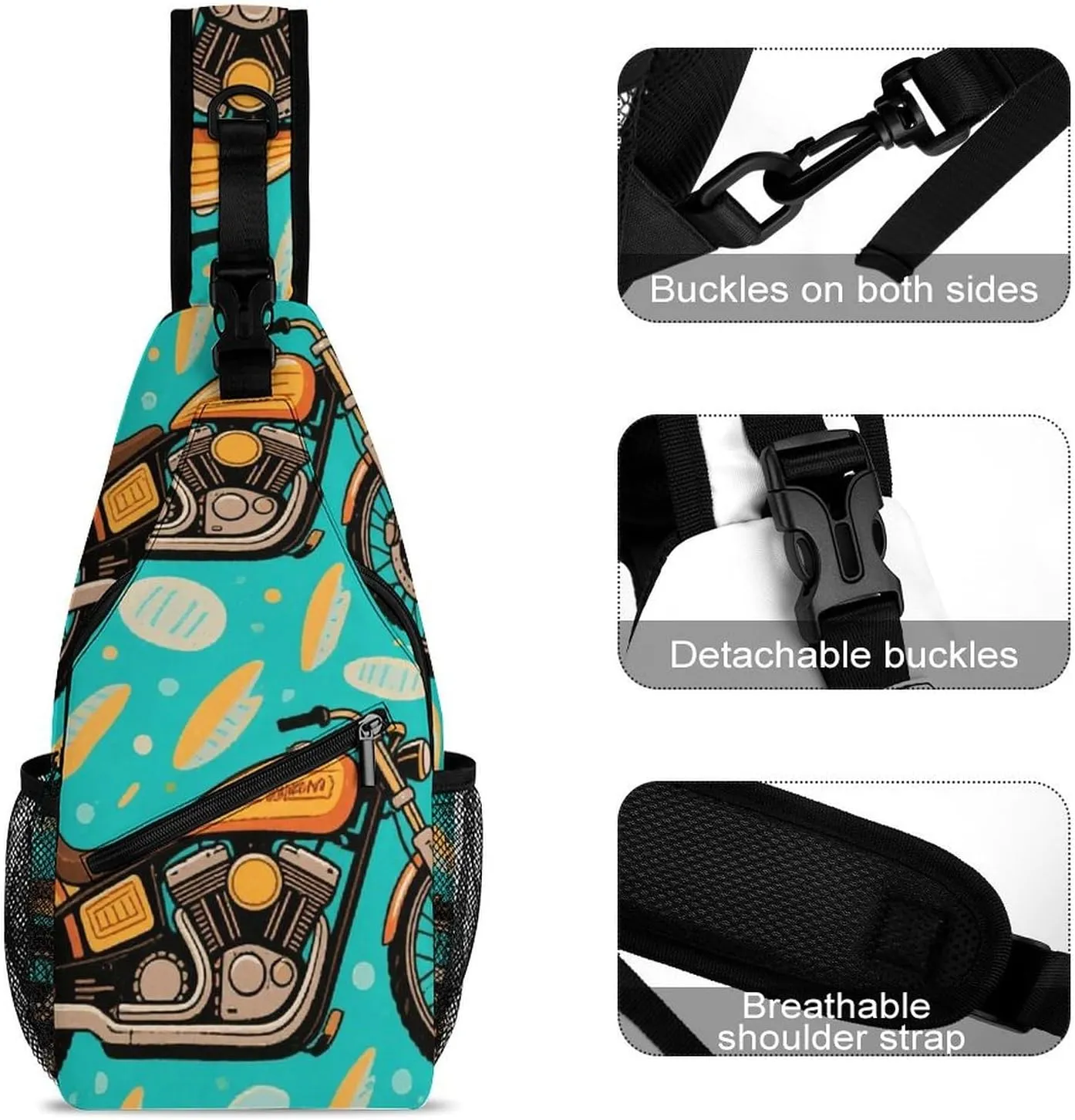 Men & Women Casual Carrying Tote Case Crossbody Travel Bag, Cool Motorcycle Art Sling Backpack Backpacking for Outdoors Running Climbing - Unbalance Tool Backpack