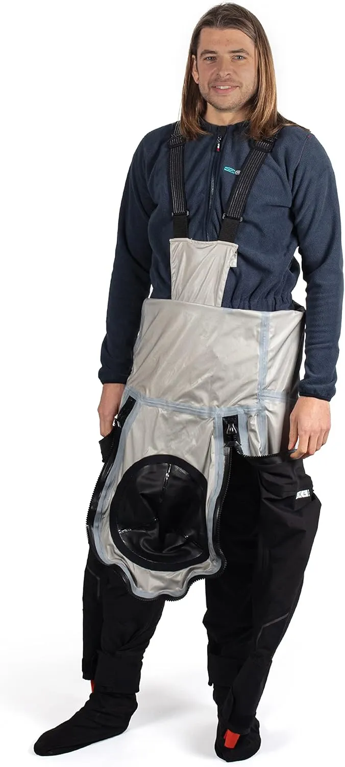 Mens Code Zero Stretch U-Zip Drysuit Dry Suit with Con Zip - Black - Easy Stretch Waterproof Sprayproof