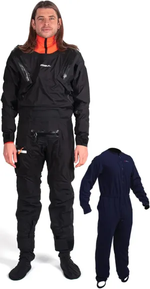 Mens Code Zero Stretch U-Zip Drysuit Dry Suit with Con Zip - Black - Easy Stretch Waterproof Sprayproof