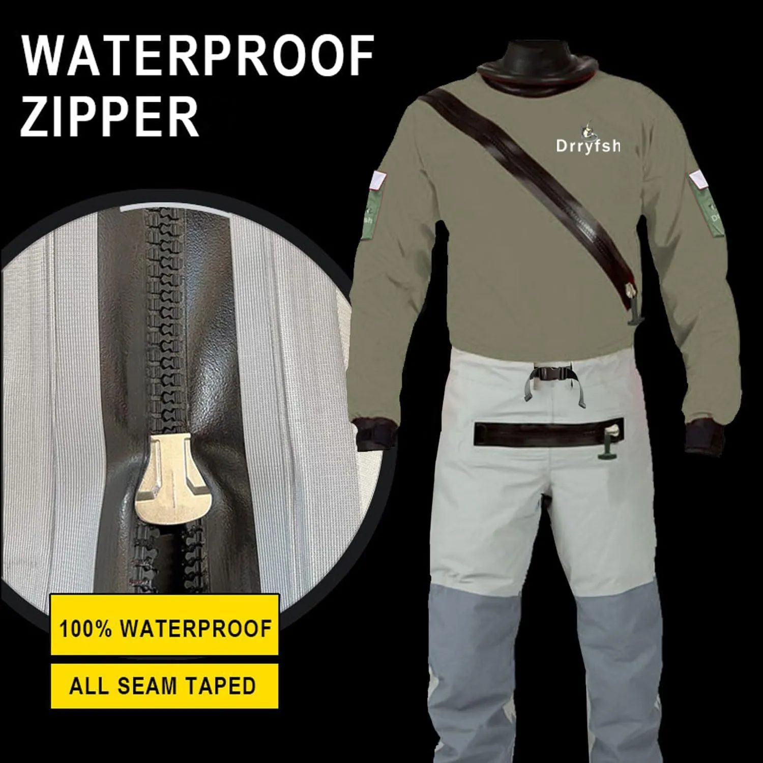 Mens Dry Suit Lightweight Drysuits for Paddling Fishing Boating Canoeing Rafting Touring Sailing