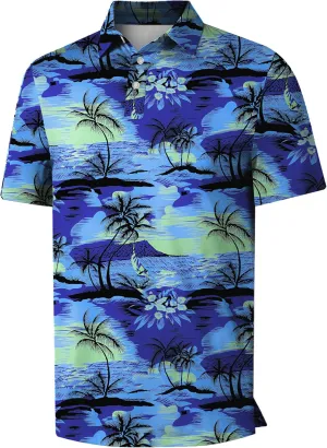 Mens Golf Shirt Short Sleeve Funny Print Golf Polo Shirts for Men Lightweight Dry Fit Quick Dry Collared Golf Polos