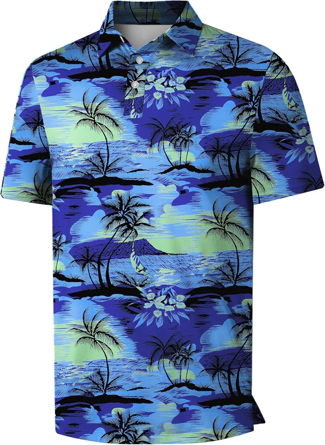 Mens Golf Shirt Short Sleeve Funny Print Golf Polo Shirts for Men Lightweight Dry Fit Quick Dry Collared Golf Polos
