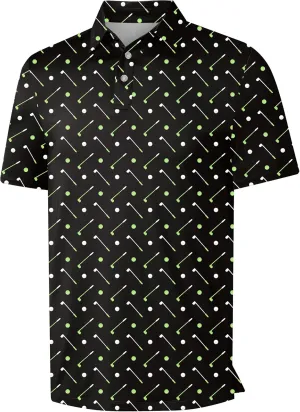 Mens Golf Shirt Short Sleeve Funny Print Golf Polo Shirts for Men Lightweight Dry Fit Quick Dry Collared Golf Polos