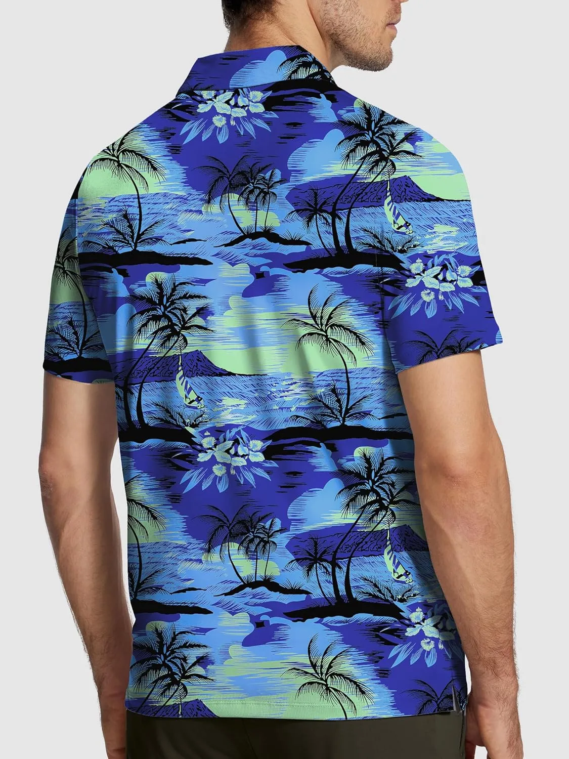 Mens Golf Shirt Short Sleeve Funny Print Golf Polo Shirts for Men Lightweight Dry Fit Quick Dry Collared Golf Polos