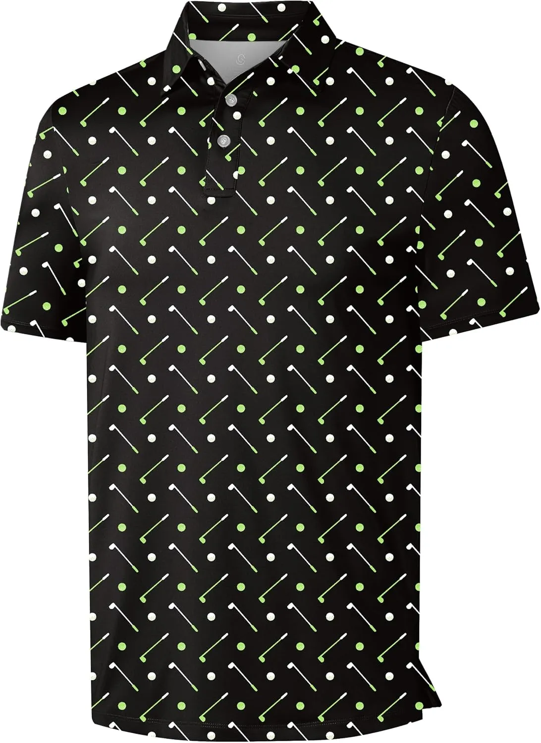 Mens Golf Shirt Short Sleeve Funny Print Golf Polo Shirts for Men Lightweight Dry Fit Quick Dry Collared Golf Polos