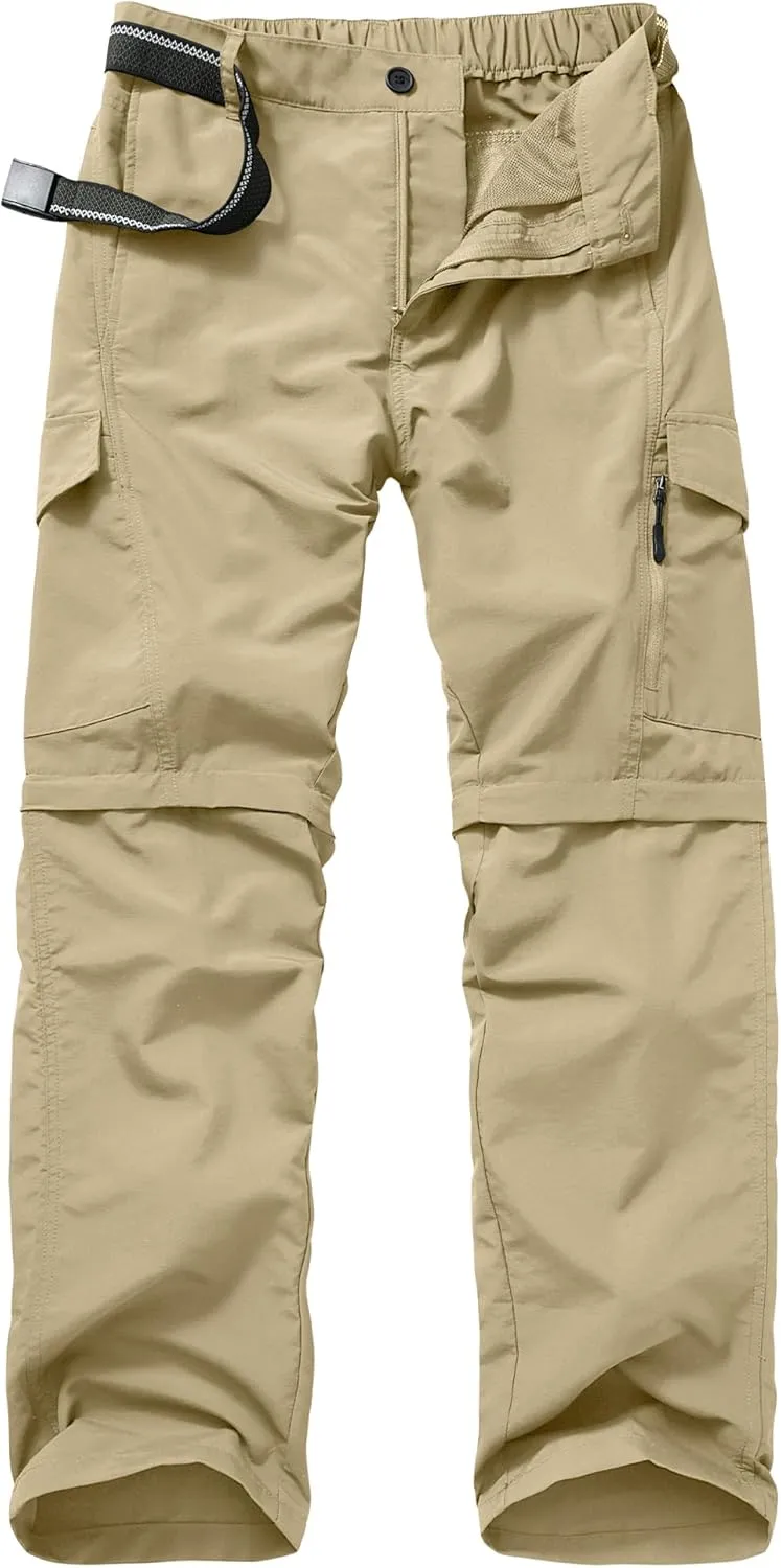 Mens Hiking Pants Convertible Outdoor Waterproof Quick Dry Zip Off Lightweight Travel Fishing Boy Scout Pants