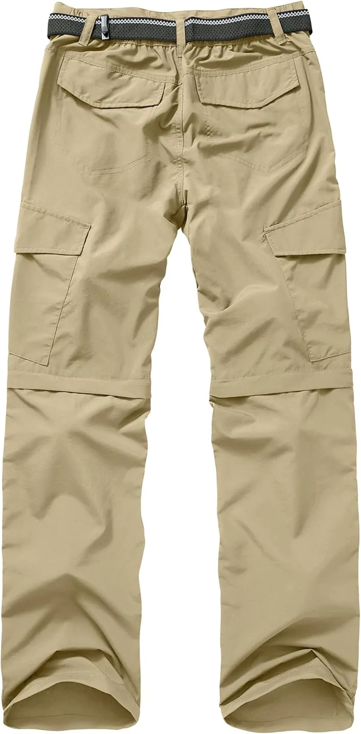 Mens Hiking Pants Convertible Outdoor Waterproof Quick Dry Zip Off Lightweight Travel Fishing Boy Scout Pants