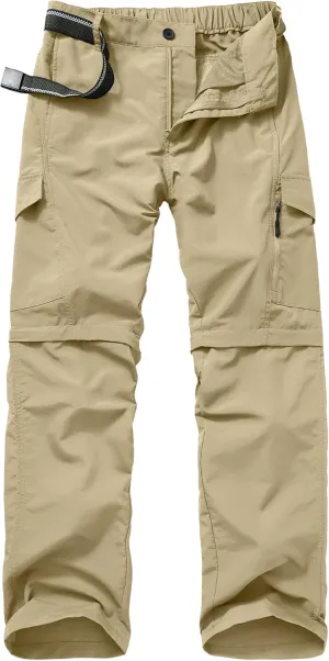 Mens Hiking Pants Convertible Outdoor Waterproof Quick Dry Zip Off Lightweight Travel Fishing Boy Scout Pants