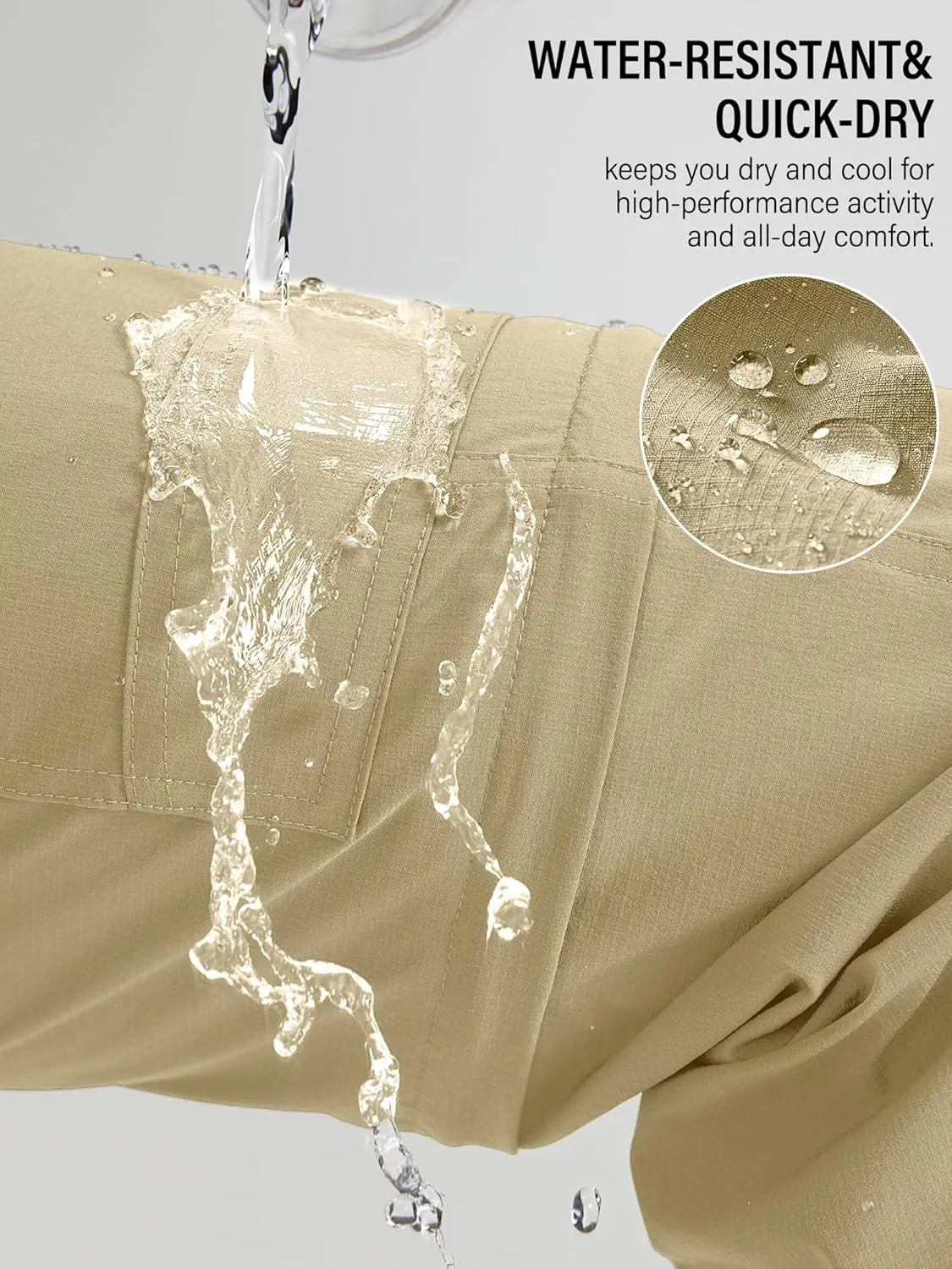 Mens Hiking Pants Convertible Outdoor Waterproof Quick Dry Zip Off Lightweight Travel Fishing Boy Scout Pants
