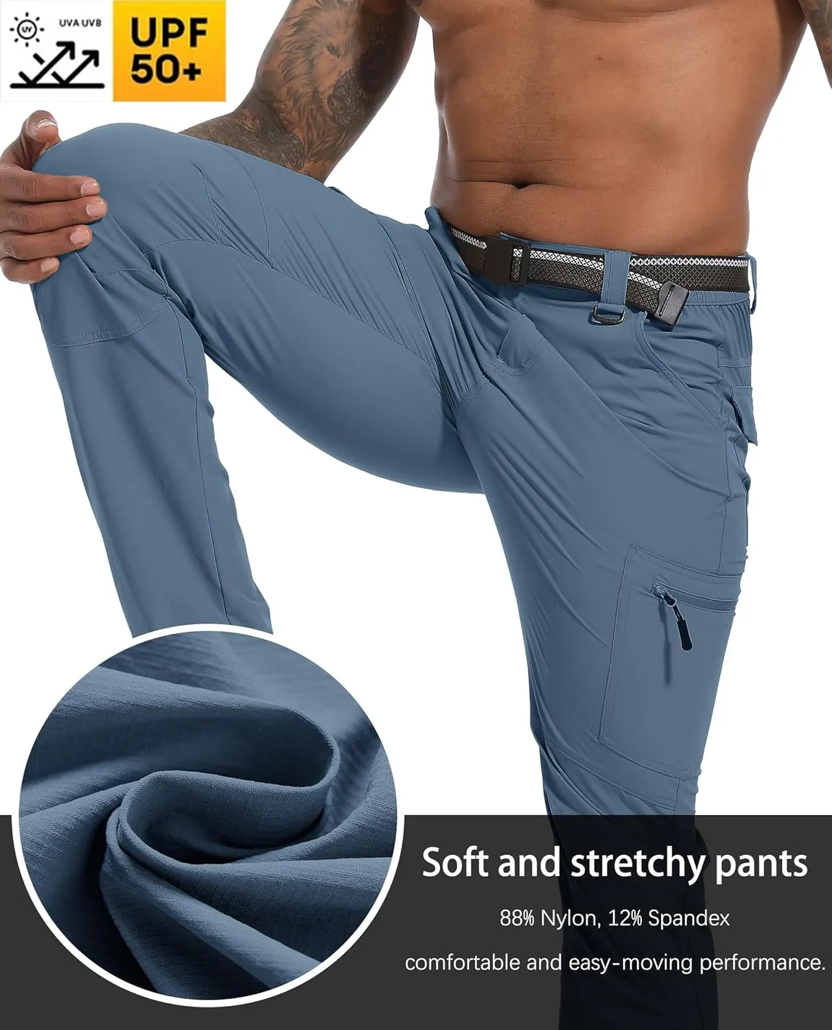 Men's Hiking Tactical Cargo Work Pants Quick Dry Waterproof Lightweight Travel Fishing Camping Outdoor Pants