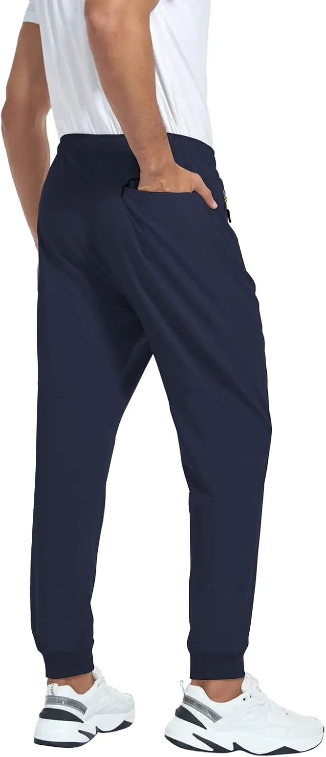 Men's Lightweight Jogger Pants Quick Dry Athletic Hiking Pants for Men with 3 Zipper Pockets