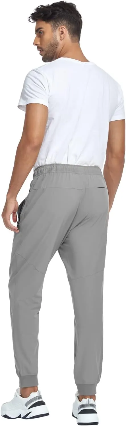 Men's Lightweight Jogger Pants Quick Dry Athletic Hiking Pants for Men with 3 Zipper Pockets