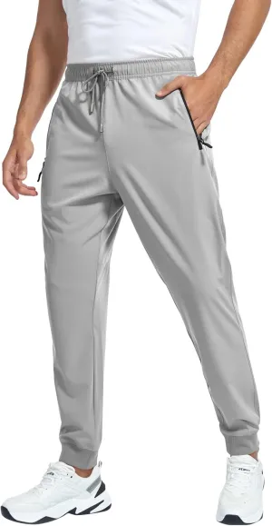 Men's Lightweight Jogger Pants Quick Dry Athletic Hiking Pants for Men with 3 Zipper Pockets