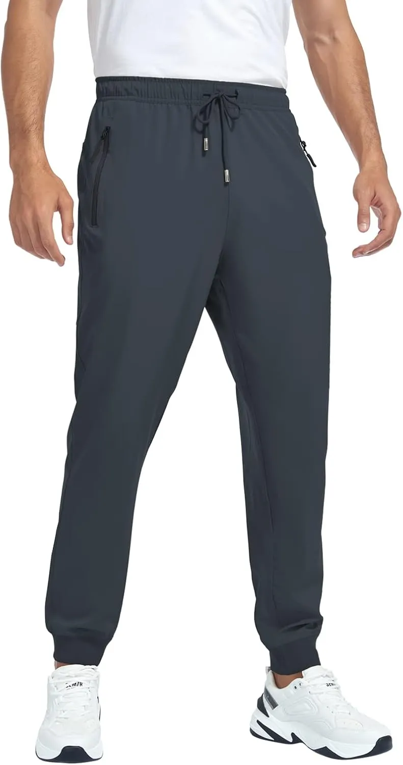 Men's Lightweight Jogger Pants Quick Dry Athletic Hiking Pants for Men with 3 Zipper Pockets