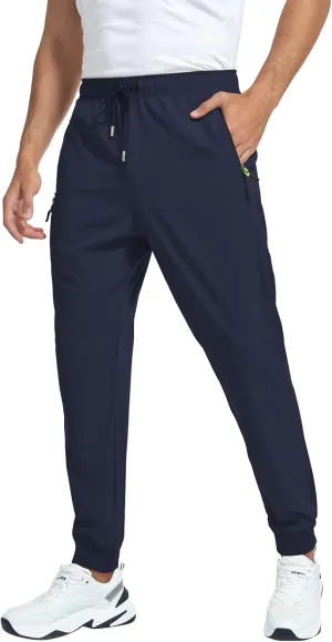 Men's Lightweight Jogger Pants Quick Dry Athletic Hiking Pants for Men with 3 Zipper Pockets