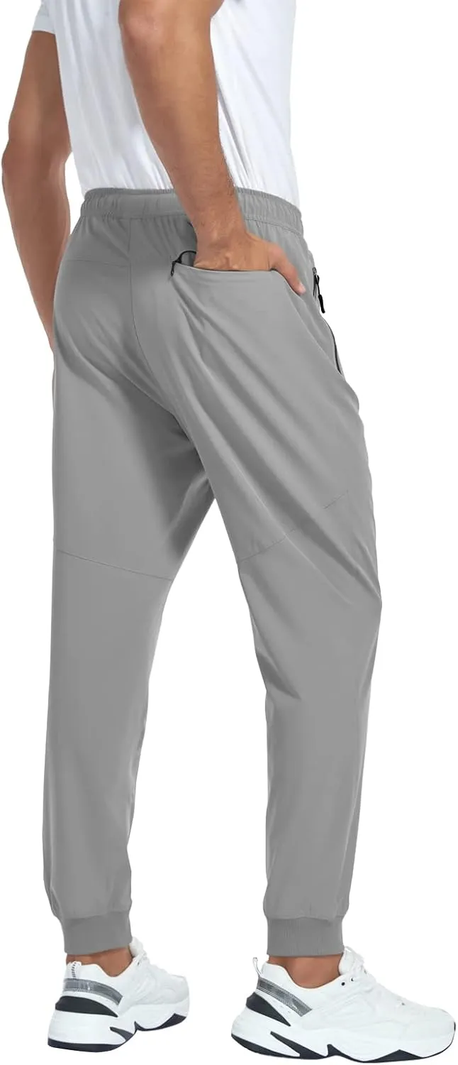Men's Lightweight Jogger Pants Quick Dry Athletic Hiking Pants for Men with 3 Zipper Pockets
