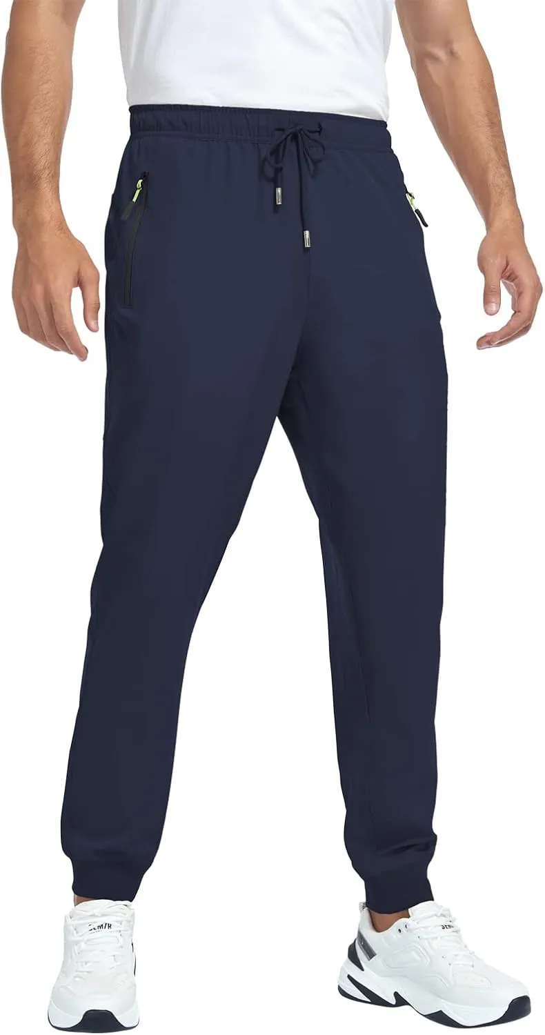 Men's Lightweight Jogger Pants Quick Dry Athletic Hiking Pants for Men with 3 Zipper Pockets