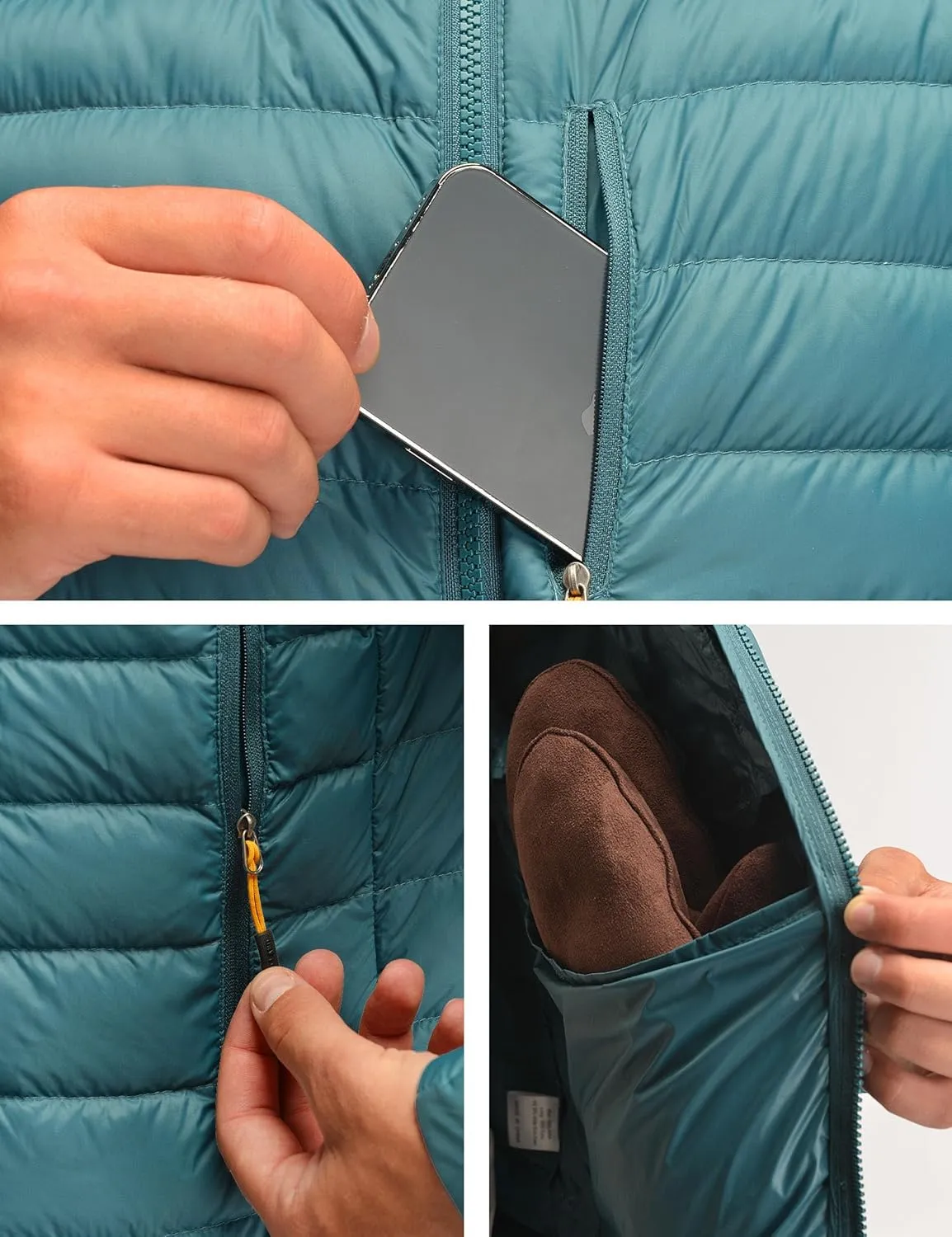 Men's Lightweight Puffer Jacket Insulated Water-Resistant Outdoor Winter Down Jacket for Men
