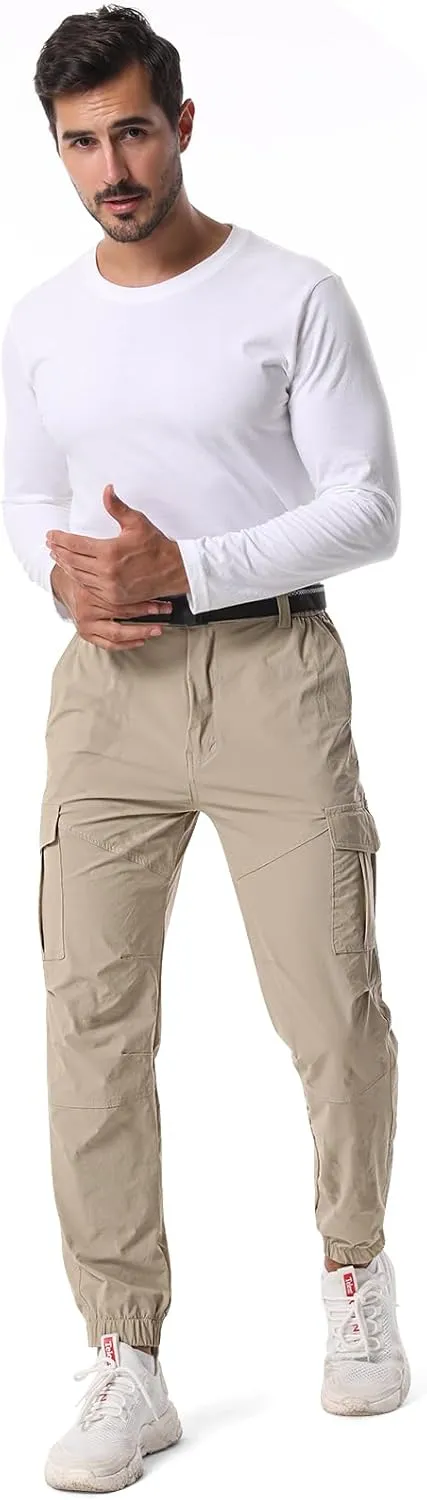 Mens Pants Joggers Stretch Cargo Pants Slim fit 6 Pockets Waterproof Fishing Quick-Dry Work Pant