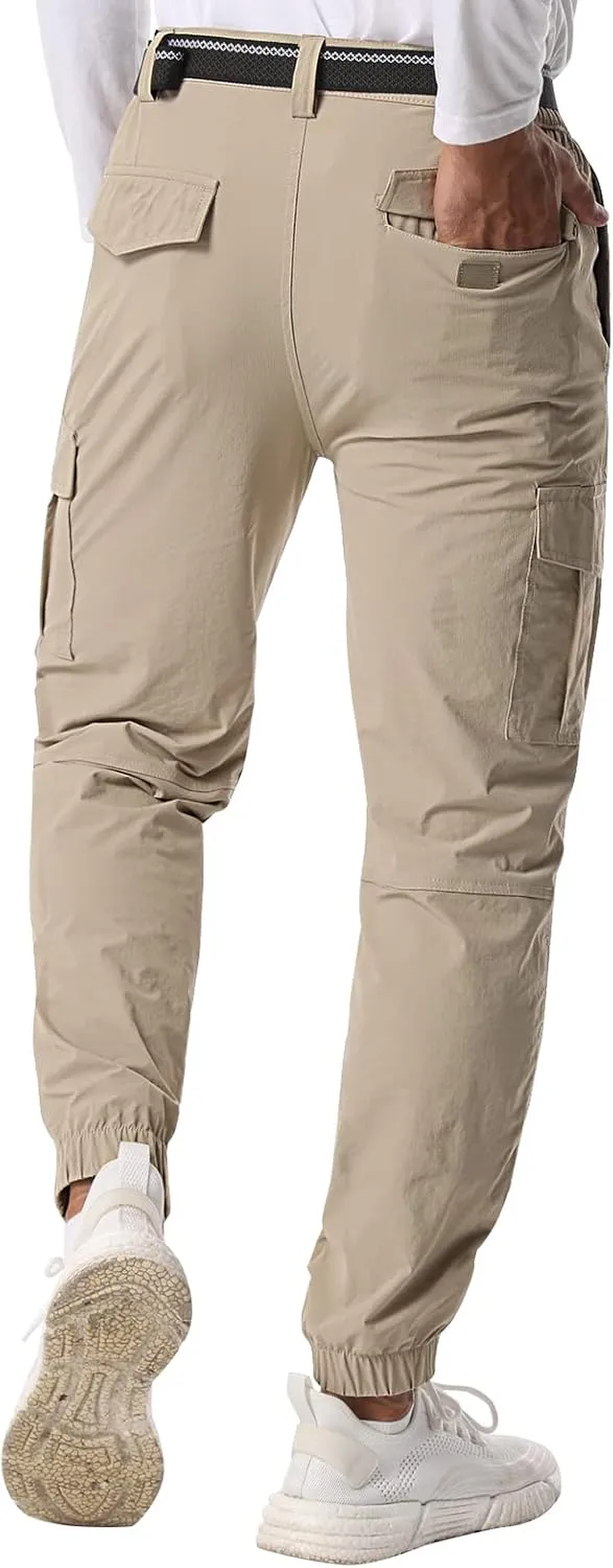 Mens Pants Joggers Stretch Cargo Pants Slim fit 6 Pockets Waterproof Fishing Quick-Dry Work Pant