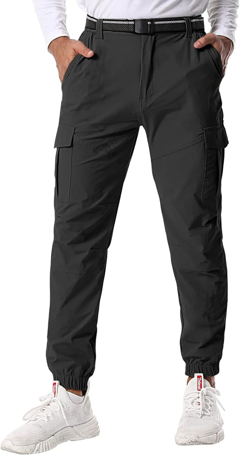 Mens Pants Joggers Stretch Cargo Pants Slim fit 6 Pockets Waterproof Fishing Quick-Dry Work Pant