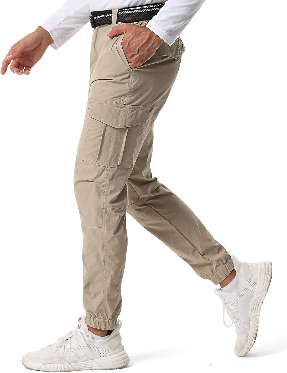 Mens Pants Joggers Stretch Cargo Pants Slim fit 6 Pockets Waterproof Fishing Quick-Dry Work Pant
