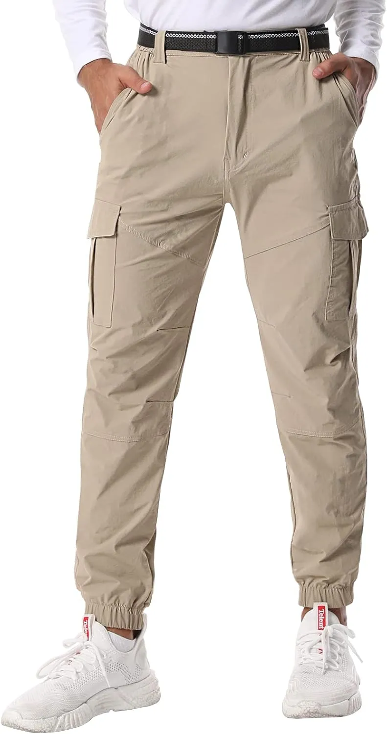 Mens Pants Joggers Stretch Cargo Pants Slim fit 6 Pockets Waterproof Fishing Quick-Dry Work Pant