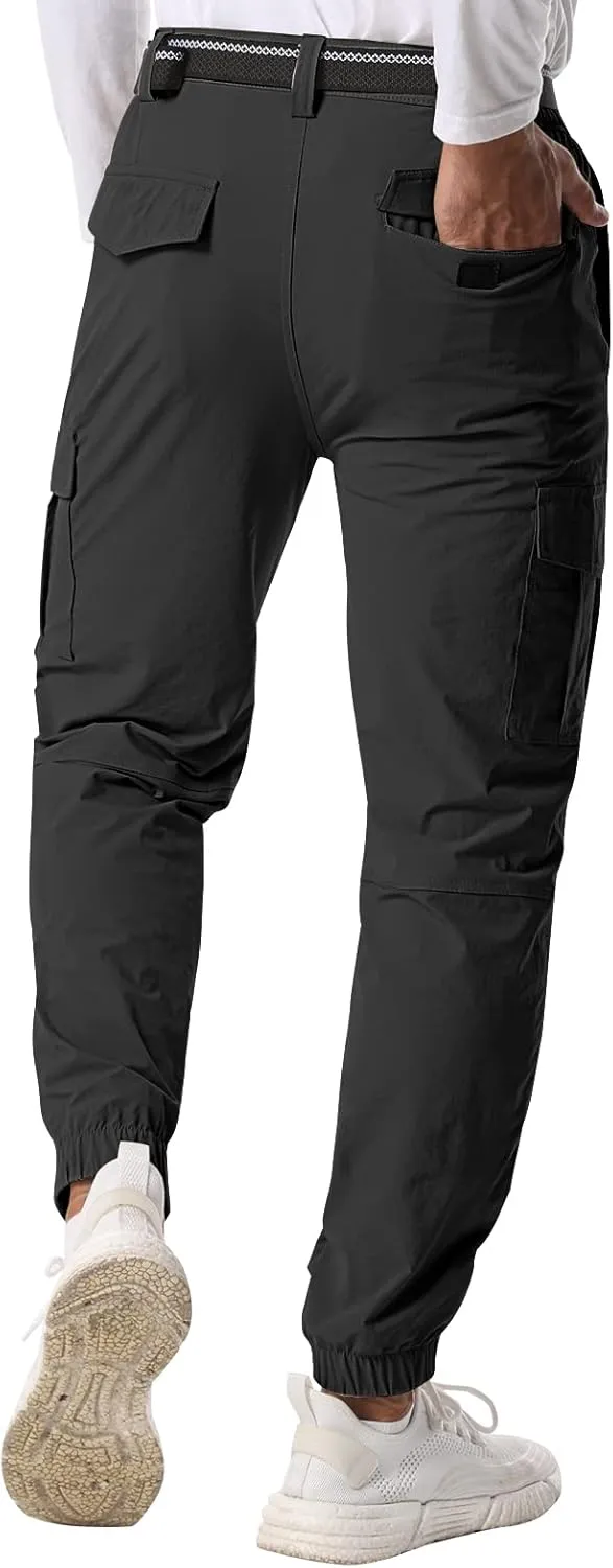 Mens Pants Joggers Stretch Cargo Pants Slim fit 6 Pockets Waterproof Fishing Quick-Dry Work Pant