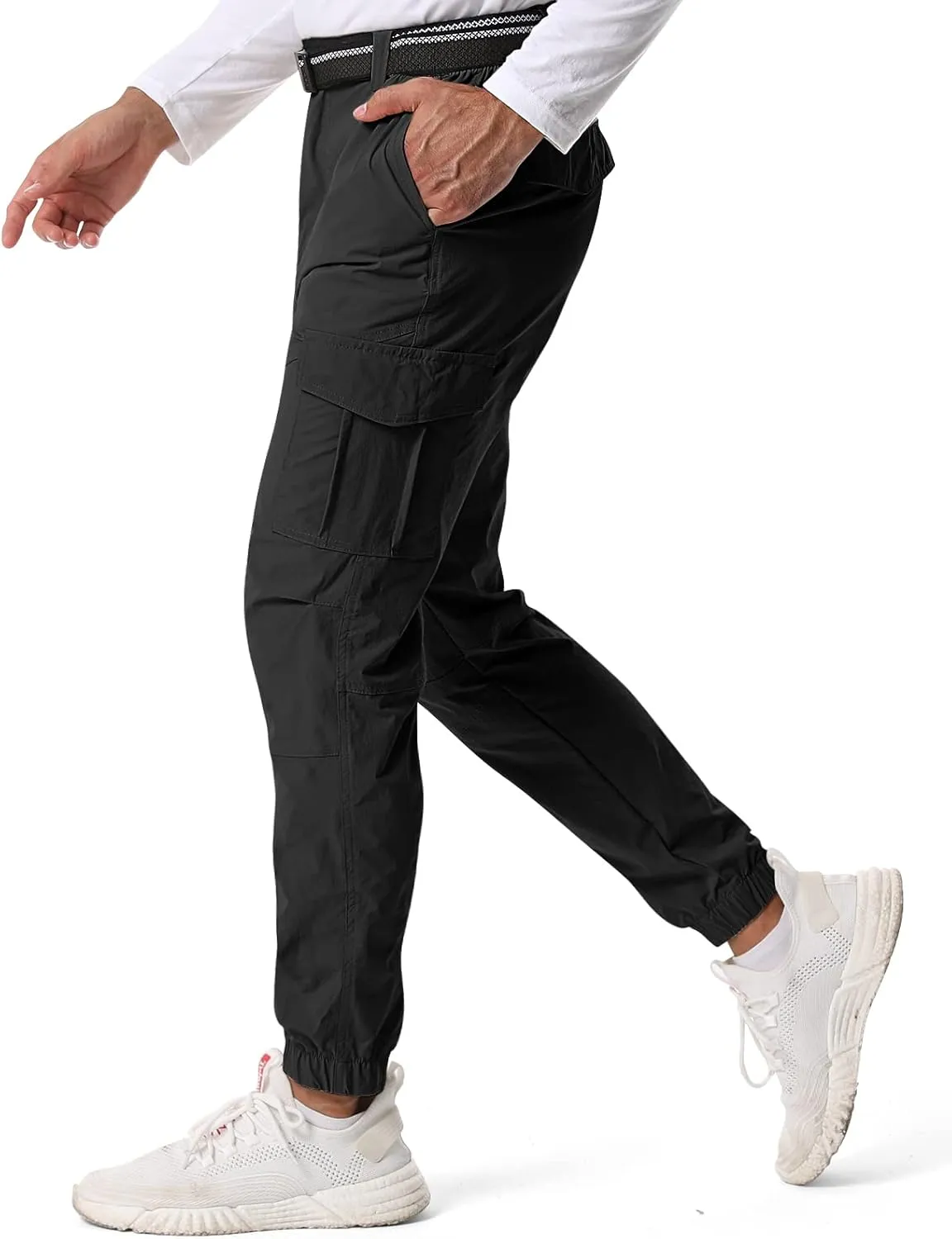 Mens Pants Joggers Stretch Cargo Pants Slim fit 6 Pockets Waterproof Fishing Quick-Dry Work Pant