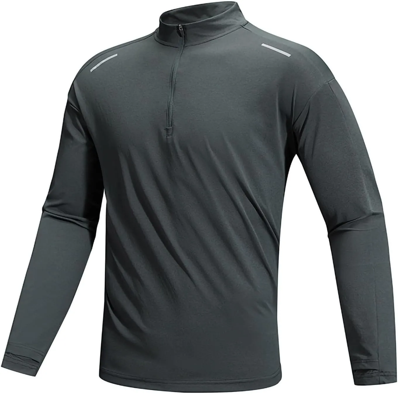 Men's Shirts Quick Dry Slim Fit Half Zipper Long Sleeve Solid Lightweight Shirt Odor Control Elastic Lightweight Tops